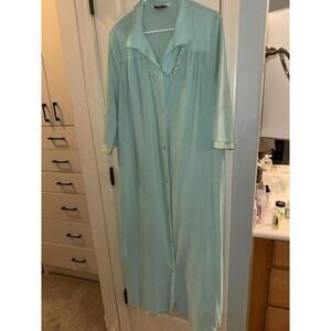 NWT Vanity Fair Robe Vintage Misty Green/Blue Made in USA Size L